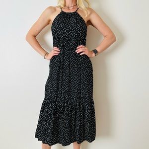 Banana Republic  Polka Dot Halter Neck Midi  Dress